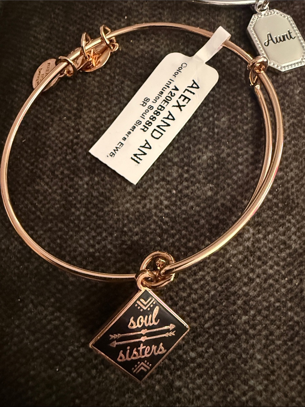 Alex and Ani Rose Gold Soul Sisters Charm Bangle Bracelet